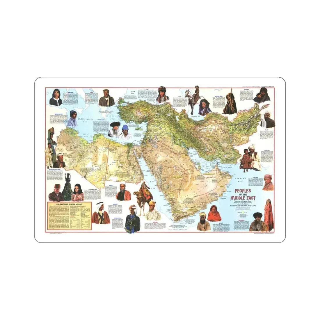 Middle East - The Peoples 1 (1972) (Map) STICKER Vinyl Kiss-Cut Decal 4 Inch White - The Sticker Space