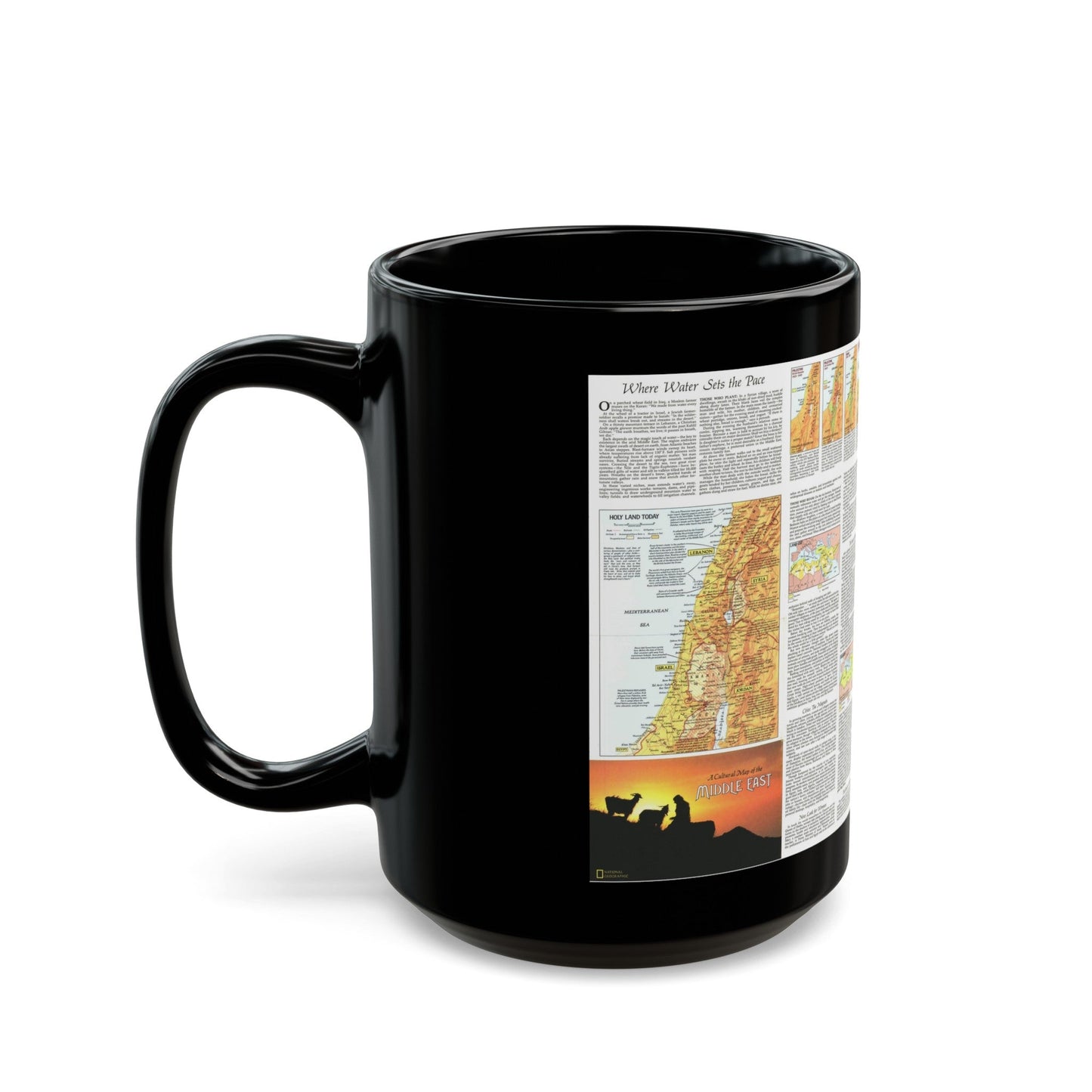 Middle East - The Peoples 2 (1972) (Map) Black Coffee Mug-The Sticker Space