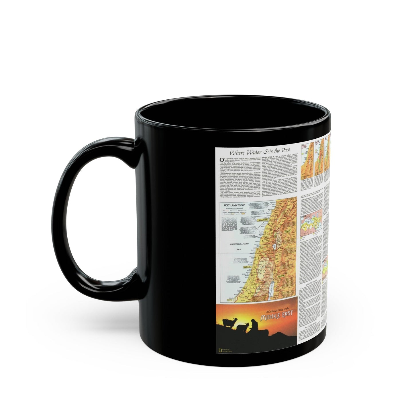 Middle East - The Peoples 2 (1972) (Map) Black Coffee Mug-The Sticker Space