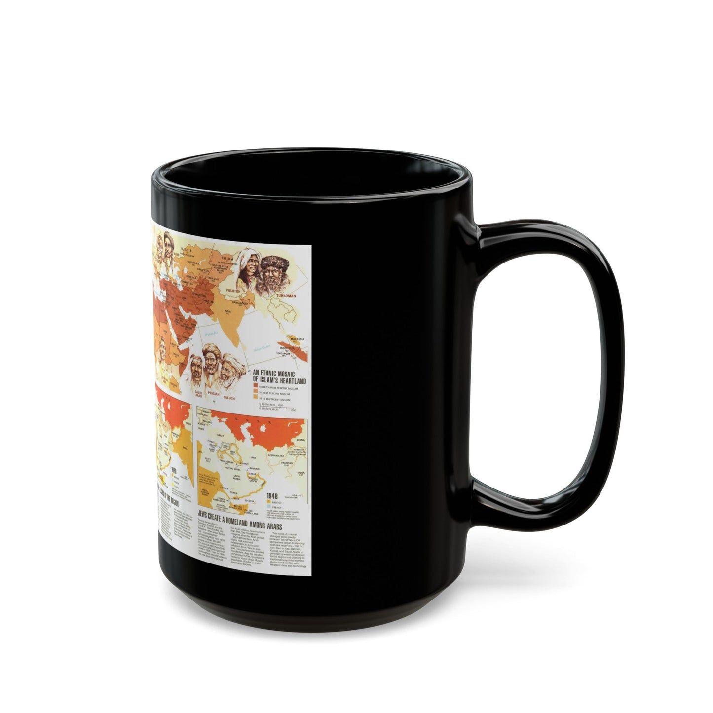 Middle East - Two Centuries of Conflict (1980) (Map) Black Coffee Mug-The Sticker Space