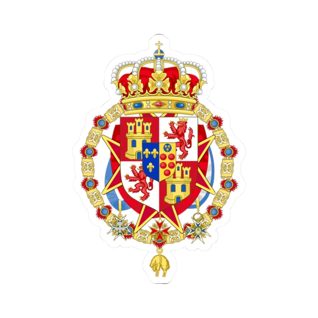 Middle Royal Coat of Arms of Etruria (Italy) (Coat of Arms) STICKER Vinyl Kiss-Cut Decal 2 Inch White - The Sticker Space