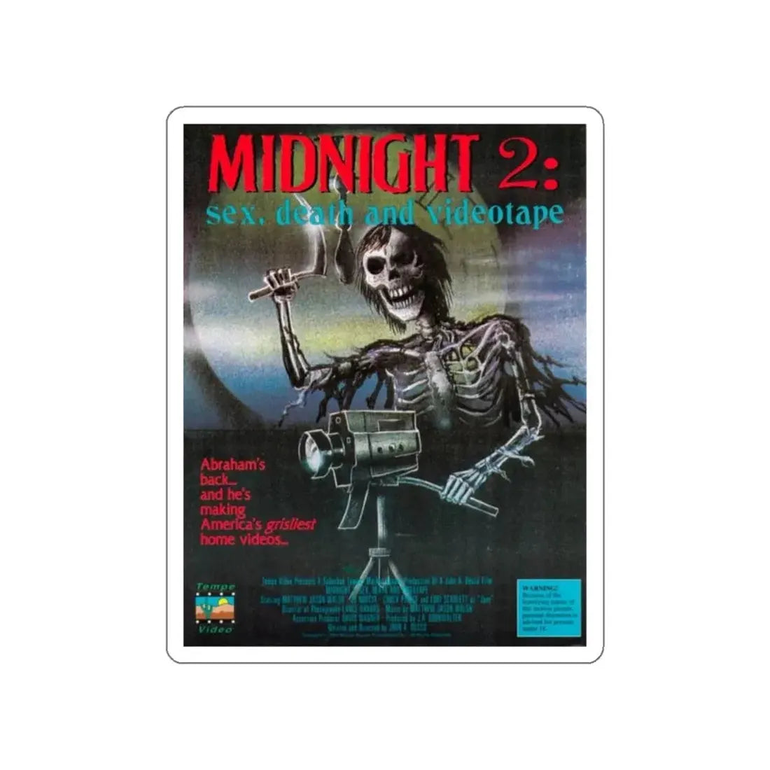 MIDNGHT 2 SEX, DEATH AND VIDEOTAPE 1993 Movie Poster STICKER Vinyl Die-Cut Decal 4 Inch - The Sticker Space