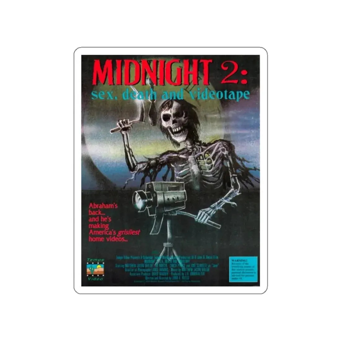 MIDNGHT 2 SEX, DEATH AND VIDEOTAPE 1993 Movie Poster STICKER Vinyl Die-Cut Decal - The Sticker Space