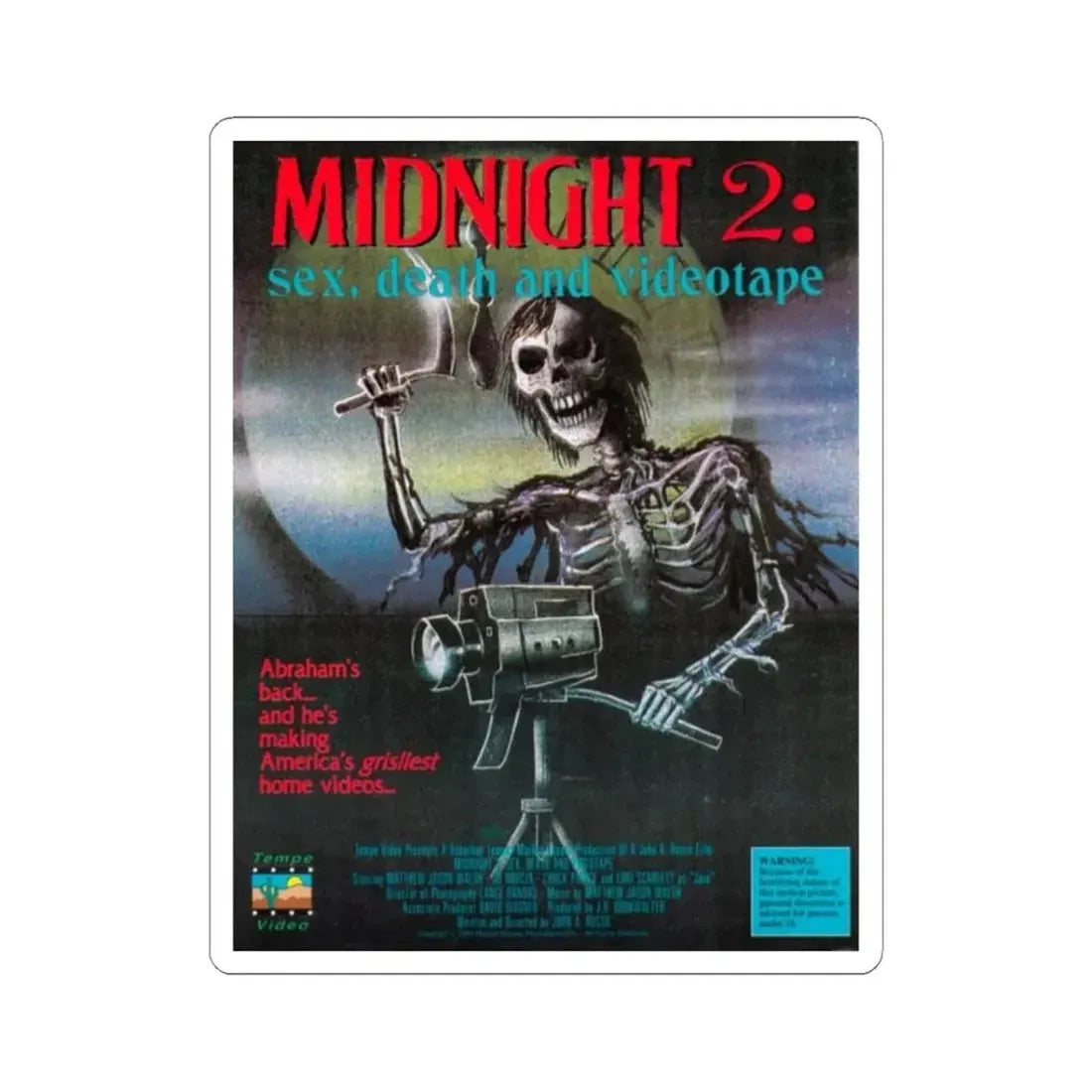 MIDNGHT 2 SEX, DEATH AND VIDEOTAPE 1993 Movie Poster - STICKER Vinyl Kiss-Cut Decal 3 Inch White - The Sticker Space