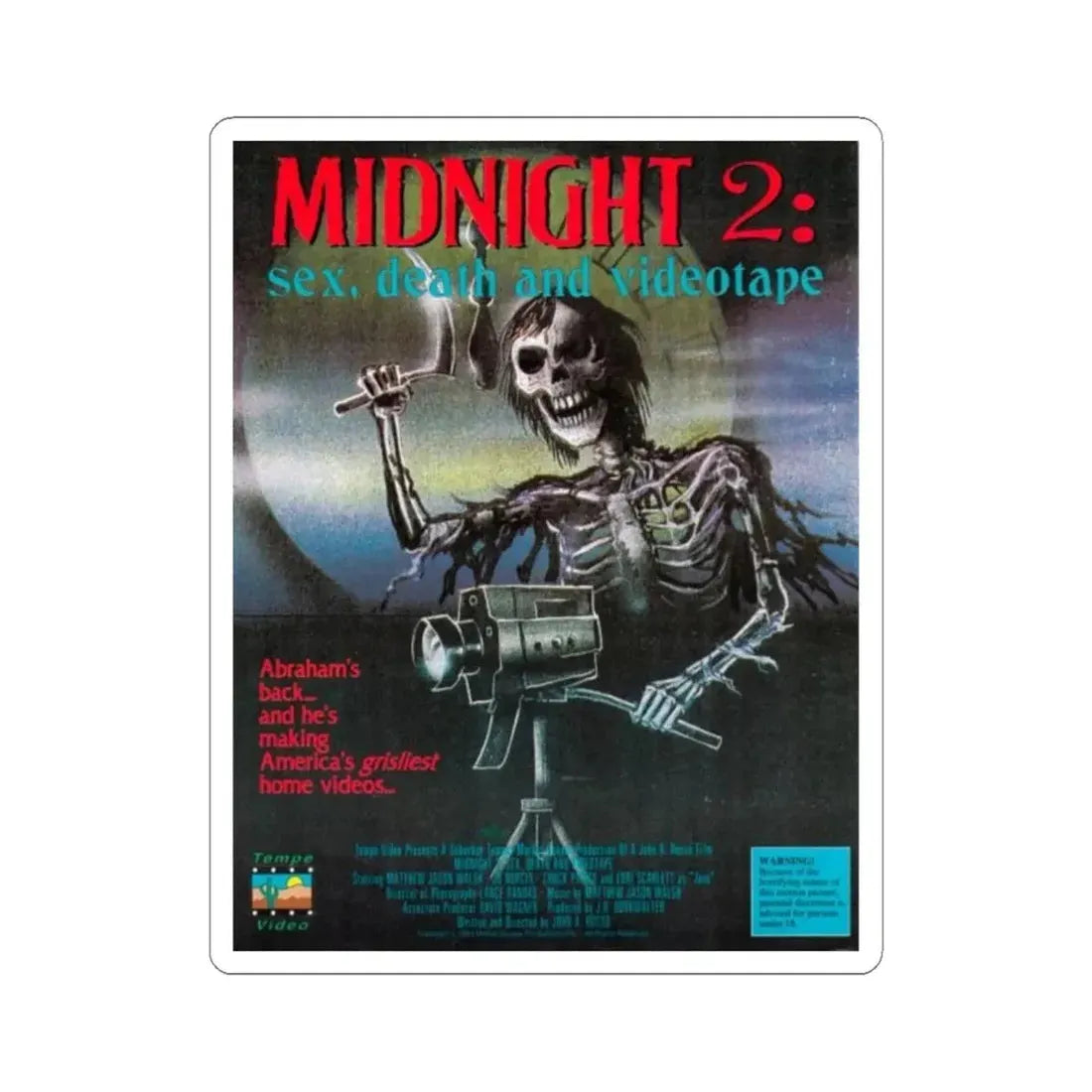 MIDNGHT 2 SEX, DEATH AND VIDEOTAPE 1993 Movie Poster - STICKER Vinyl Kiss-Cut Decal 6 Inch White - The Sticker Space