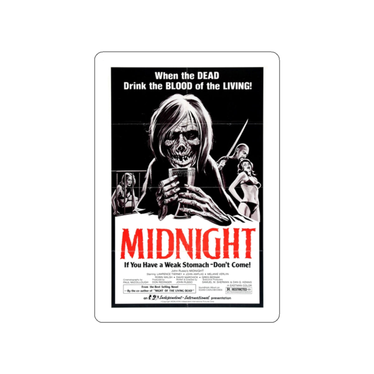 MIDNIGHT (2) 1982 Movie Poster STICKER Vinyl Die-Cut Decal-2 Inch-The Sticker Space