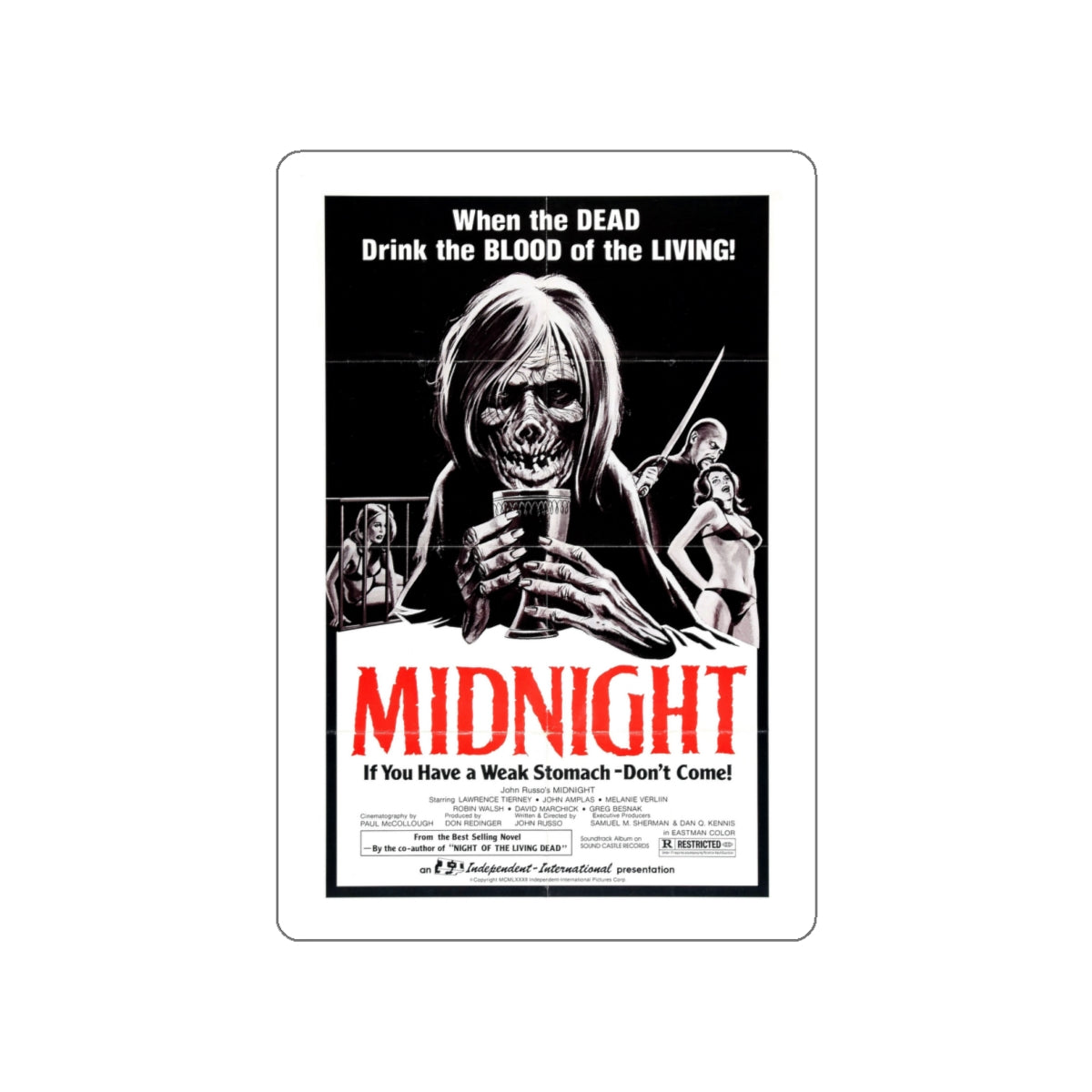 MIDNIGHT (2) 1982 Movie Poster STICKER Vinyl Die-Cut Decal-4 Inch-The Sticker Space