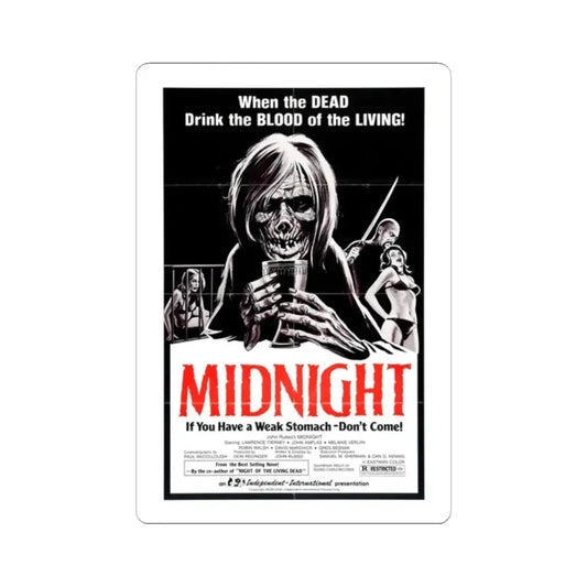 MIDNIGHT (2) 1982 Movie Poster - STICKER Vinyl Kiss-Cut Decal 2 Inch White - The Sticker Space
