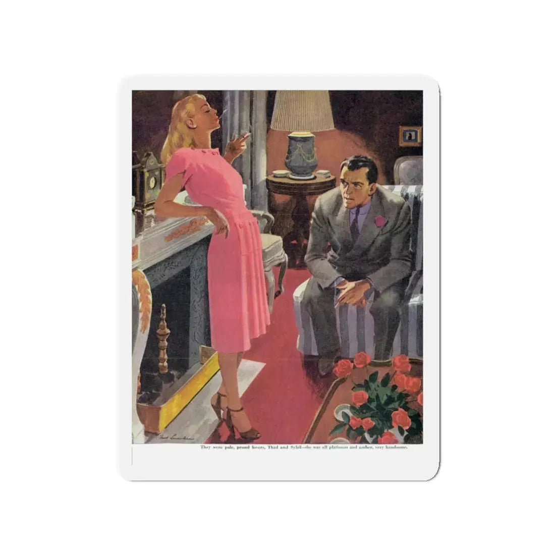 Midnight Alley, Cosmopolitan, July 1944 (Magazine Illustration) Refrigerator Magnet 3 Inch - The Sticker Space