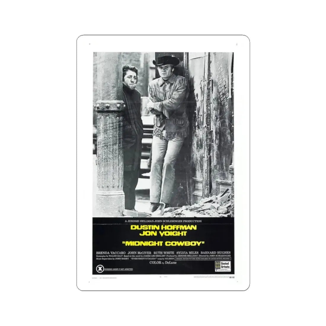 Midnight Cowboy 1969 Movie Poster - STICKER Vinyl Kiss-Cut Decal 3 Inch White - The Sticker Space