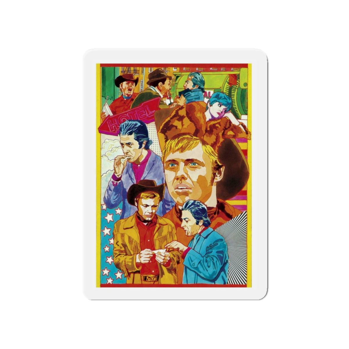 Midnight Cowboy (Best Picture 1970) (Magazine Illustration) Refrigerator Magnet-4" x 4"-The Sticker Space