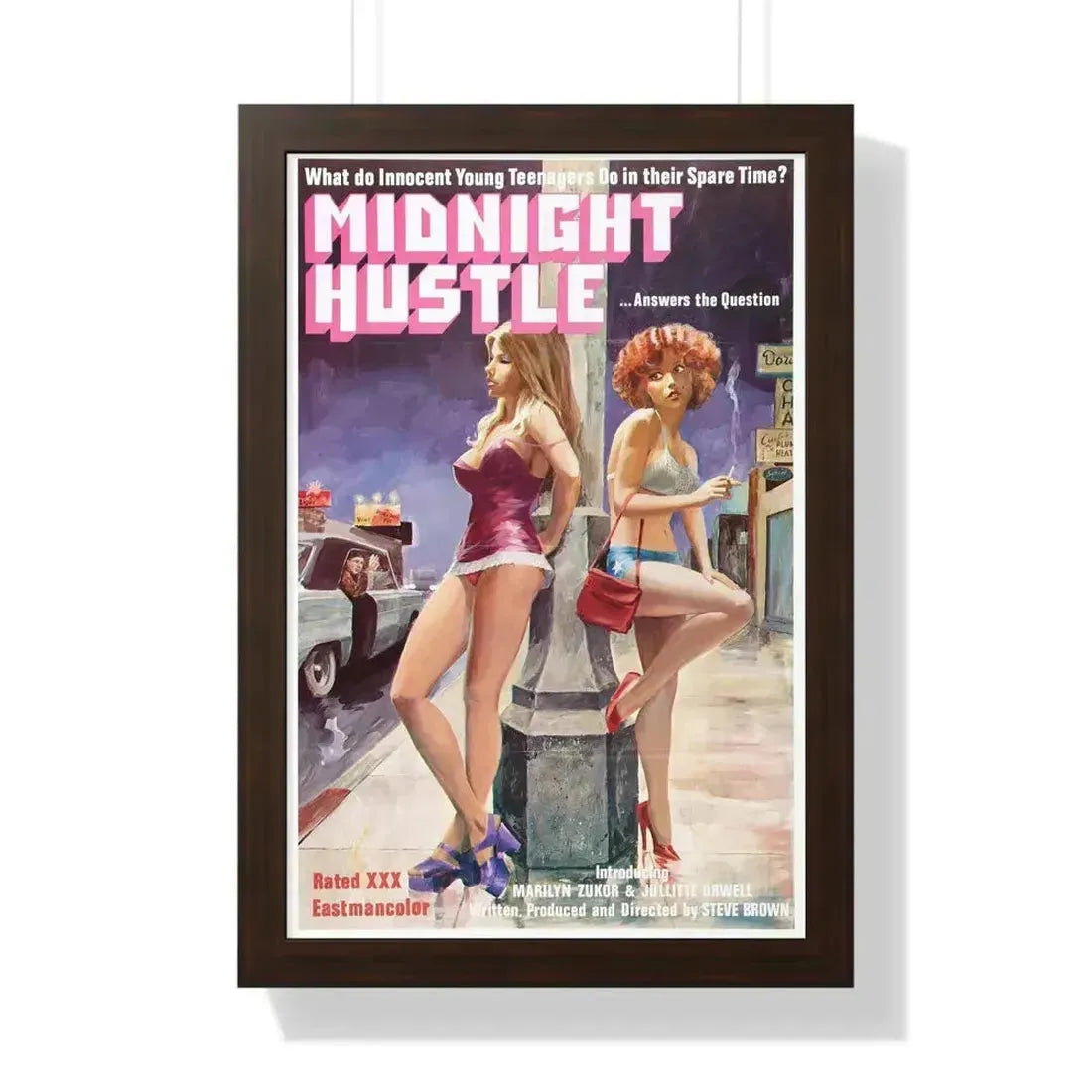 MIDNIGHT HUSTLE 1977 - Framed Movie Poster 16″ x 24″ Walnut - The Sticker Space