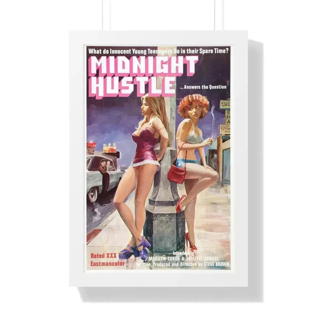 MIDNIGHT HUSTLE 1977 - Framed Movie Poster 16″ x 24″ White - The Sticker Space