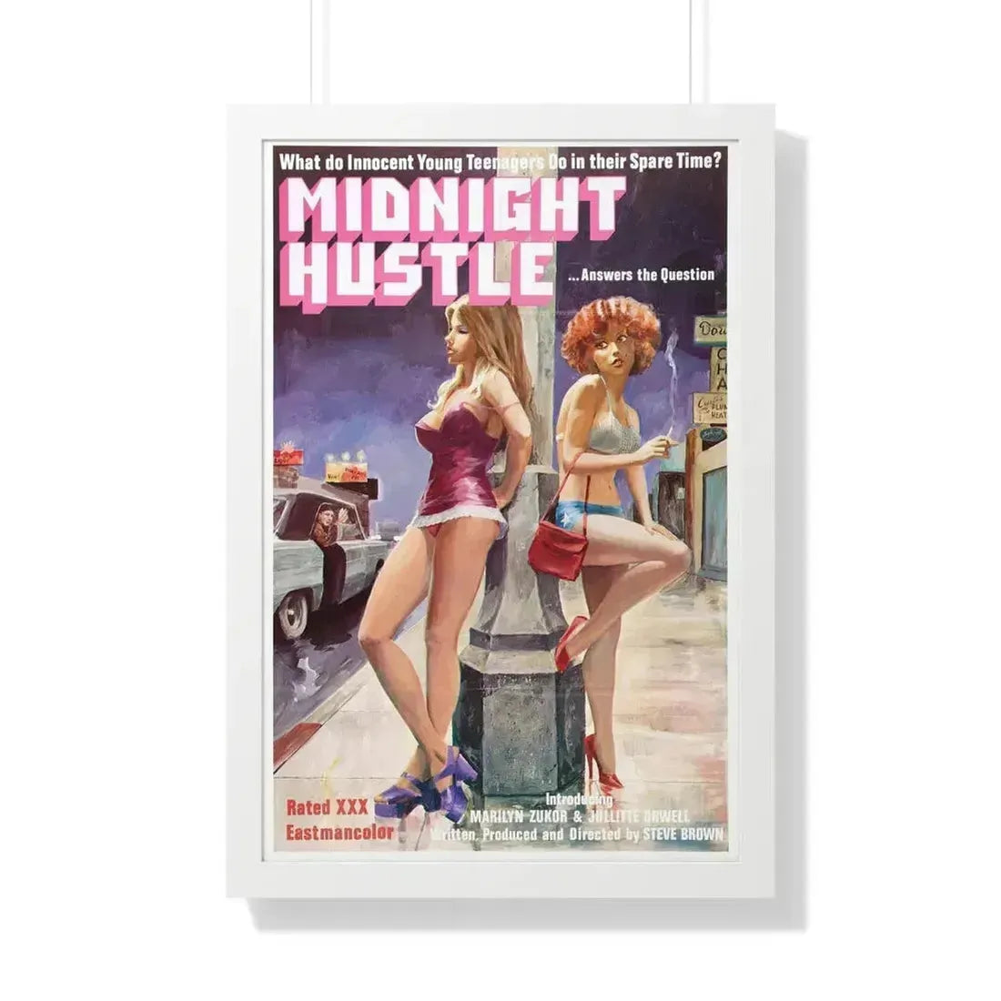 MIDNIGHT HUSTLE 1977 - Framed Movie Poster 20" x 30" White - The Sticker Space