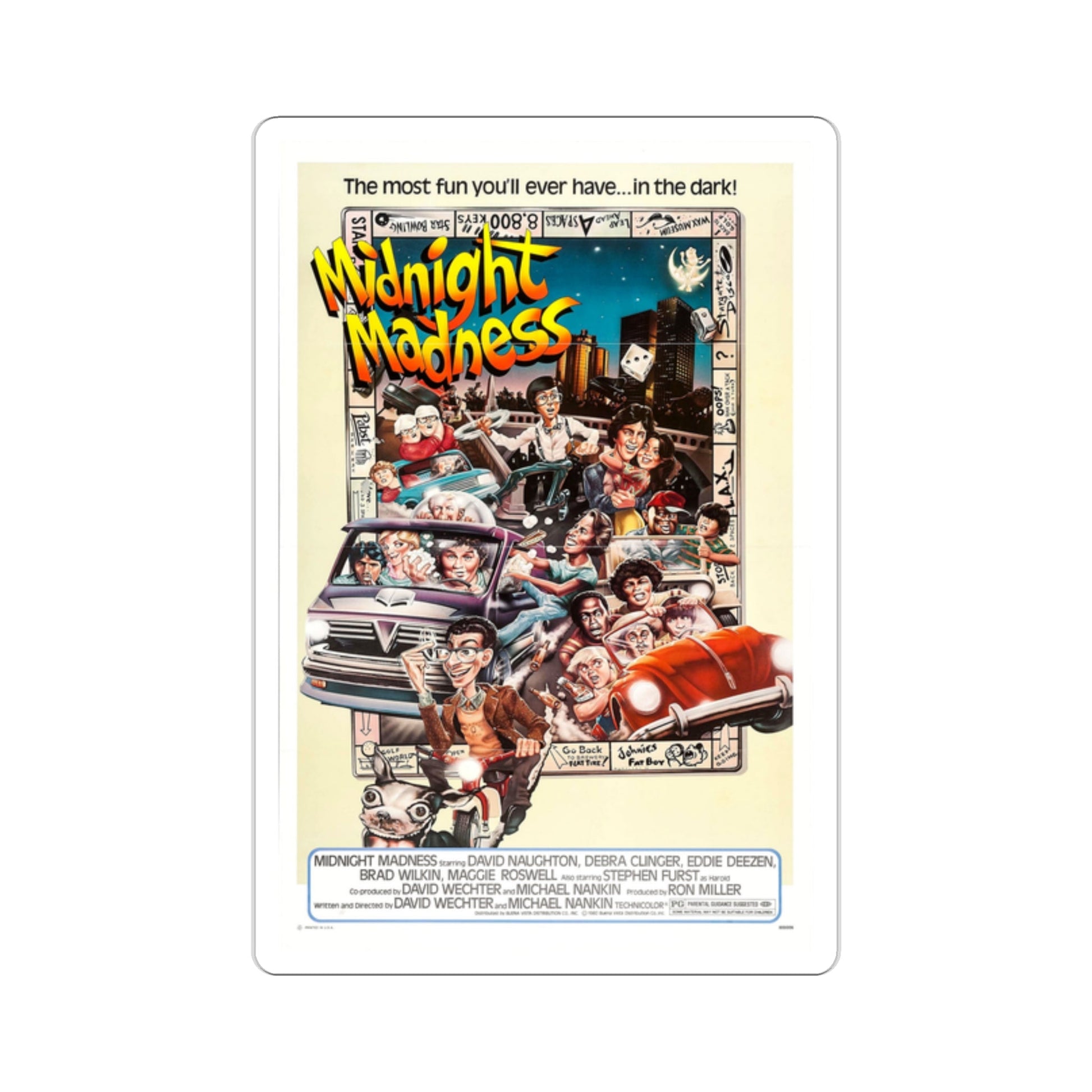 Midnight Madness 1980 Movie Poster STICKER Vinyl Die-Cut Decal-2 Inch-The Sticker Space