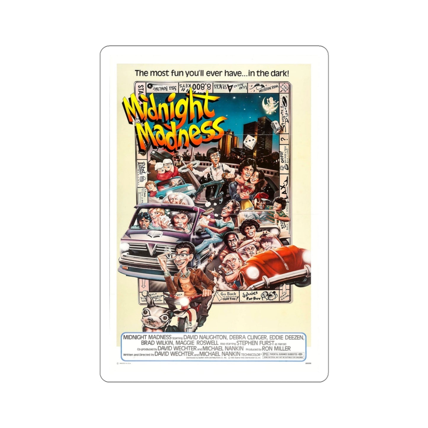 Midnight Madness 1980 Movie Poster STICKER Vinyl Die-Cut Decal-3 Inch-The Sticker Space