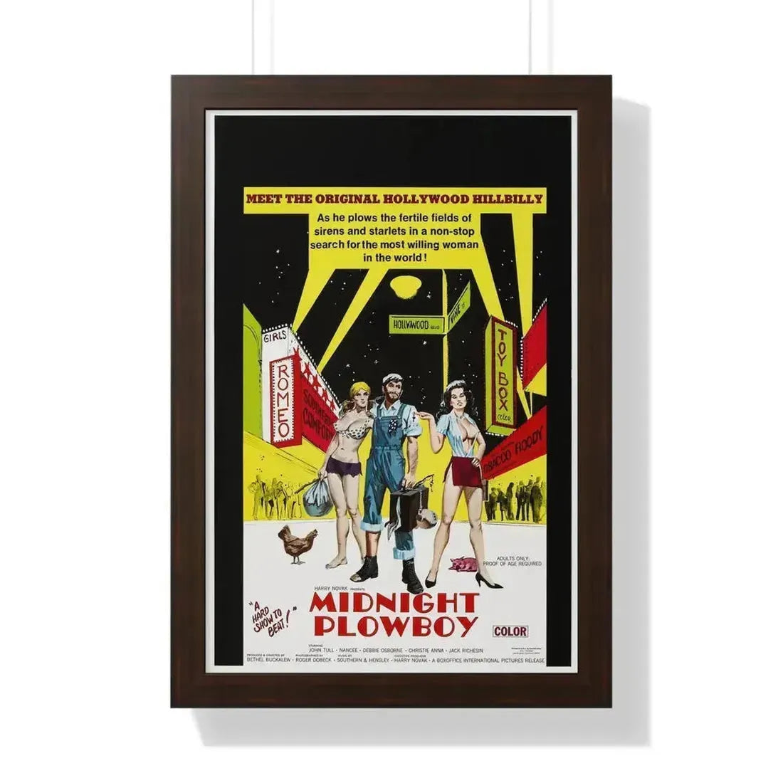 MIDNIGHT PLOWBOY 1971 - Framed Movie Poster 16″ x 24″ Walnut - The Sticker Space