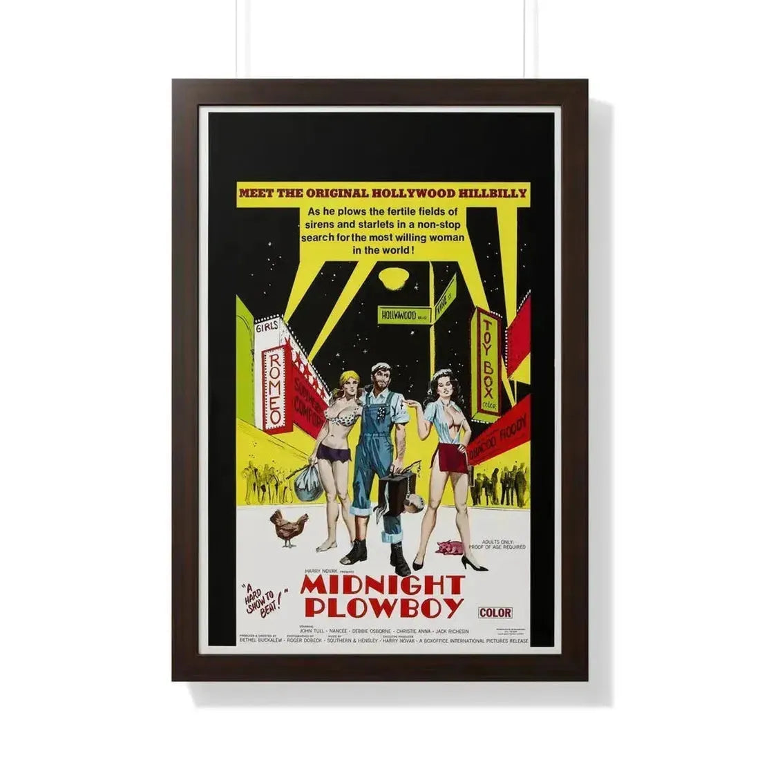 MIDNIGHT PLOWBOY 1971 - Framed Movie Poster 20" x 30" Walnut - The Sticker Space