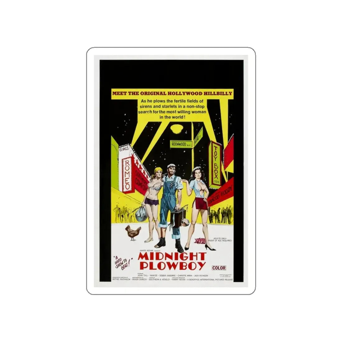MIDNIGHT PLOWBOY 1971 Movie Poster STICKER Vinyl Die-Cut Decal 5 Inch - The Sticker Space