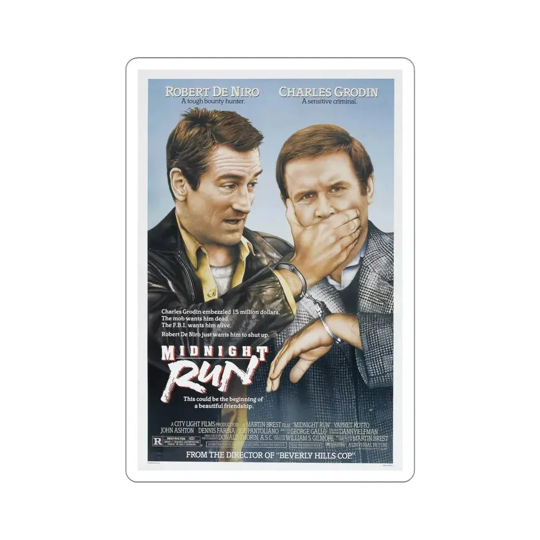 Midnight Run 1988 Movie Poster STICKER Vinyl Die-Cut Decal 6 Inch - The Sticker Space