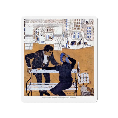 Midtown Manner (2), Cosmopolitan March 1957 (Magazine Illustration) Refrigerator Magnet 3 Inch - The Sticker Space