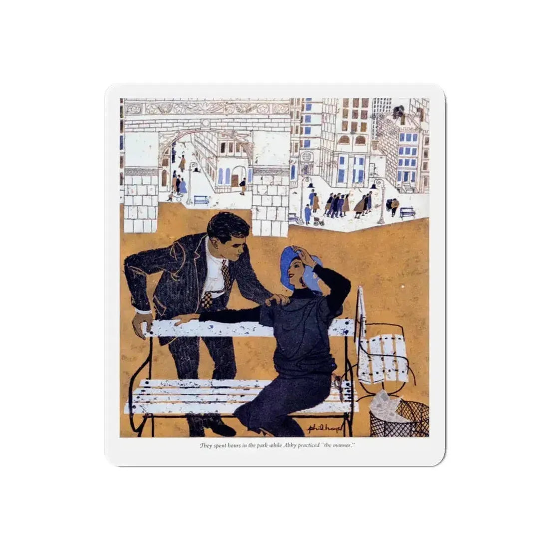 Midtown Manner (2), Cosmopolitan March 1957 (Magazine Illustration) Refrigerator Magnet 6 Inch - The Sticker Space