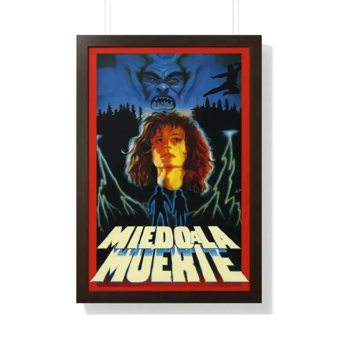 MIEDO A LA MUERTE (SCARED TO DEATH) 1989 - Framed Movie Poster 20" x 30" Walnut - The Sticker Space
