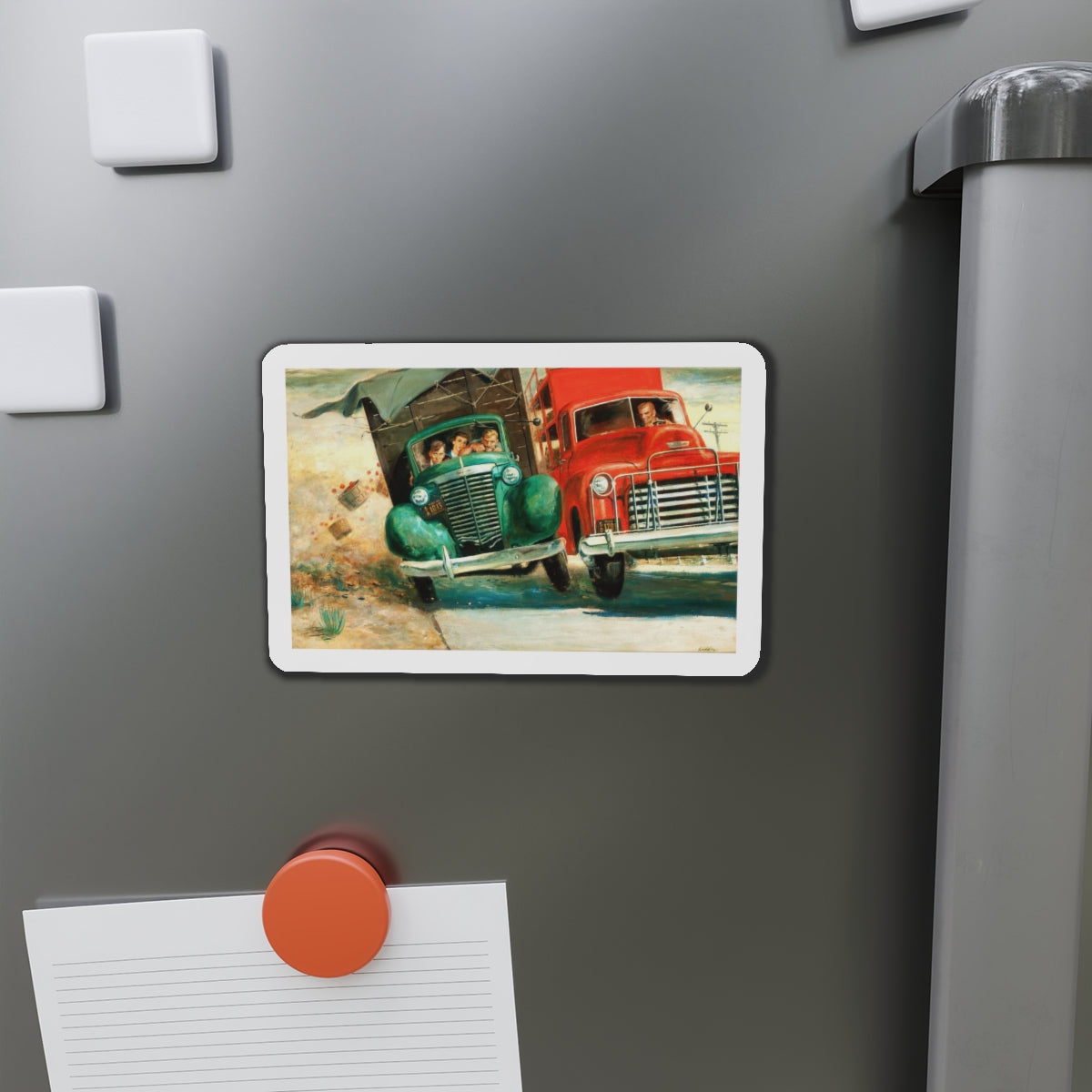 Mike Harlowe Writes a Letter, Saturday Evening Post illustration (Magazine Illustration) Refrigerator Magnet-The Sticker Space