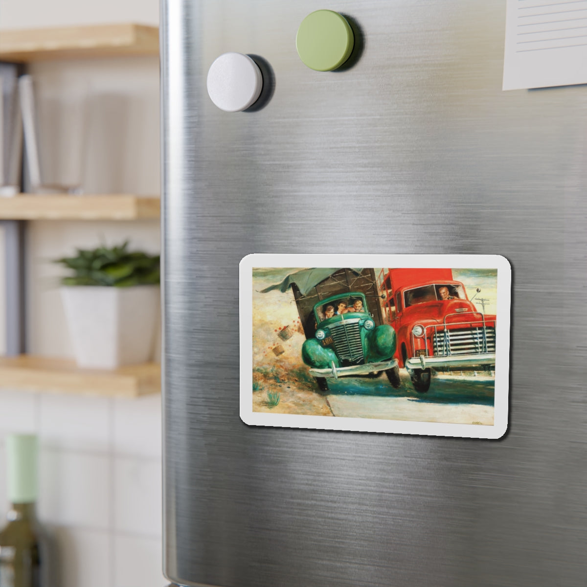 Mike Harlowe Writes a Letter, Saturday Evening Post illustration (Magazine Illustration) Refrigerator Magnet-The Sticker Space