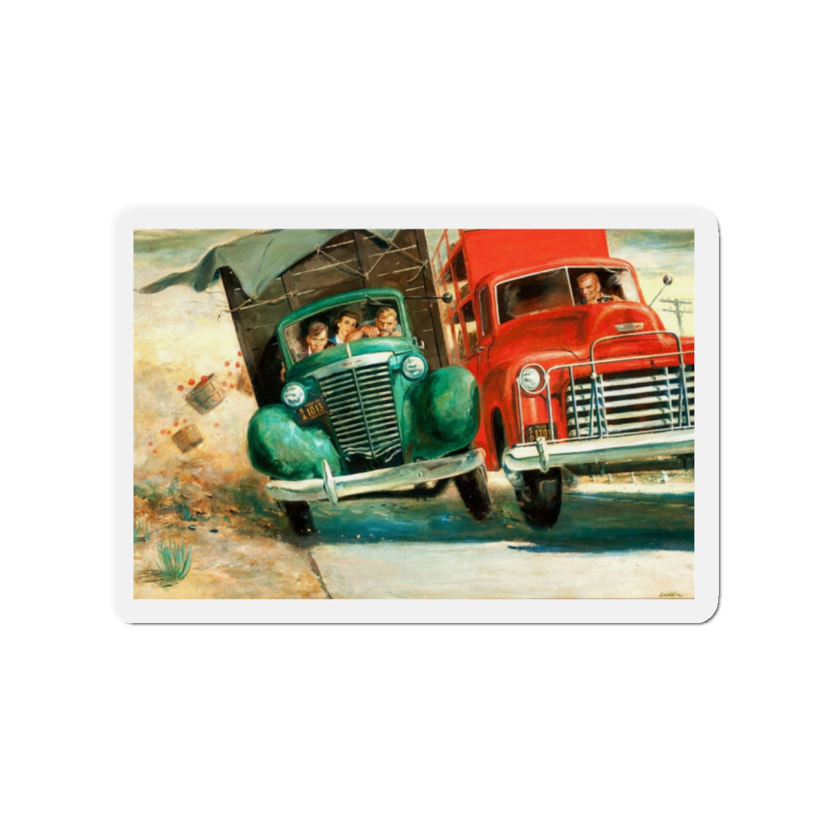 Mike Harlowe Writes a Letter, Saturday Evening Post illustration (Magazine Illustration) Refrigerator Magnet-2" x 2"-The Sticker Space