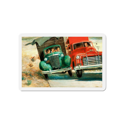 Mike Harlowe Writes a Letter, Saturday Evening Post illustration (Magazine Illustration) Refrigerator Magnet-5" x 5"-The Sticker Space