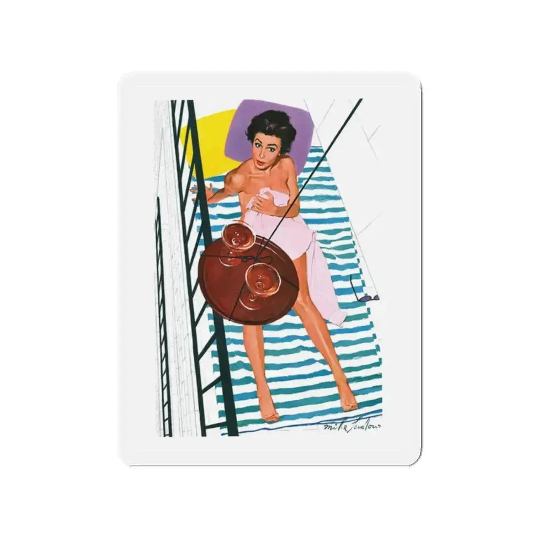 Mike Ludlow illustration, Esquire, 1955 (Magazine Illustration) Refrigerator Magnet 2 Inch Die-Cut - The Sticker Space