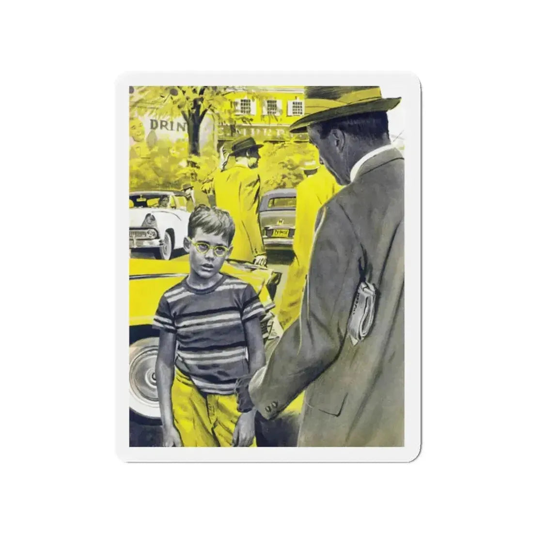 Mike Ludlow illustration, Woman's Day, October 1958 (Magazine Illustration) Refrigerator Magnet 2 Inch - The Sticker Space