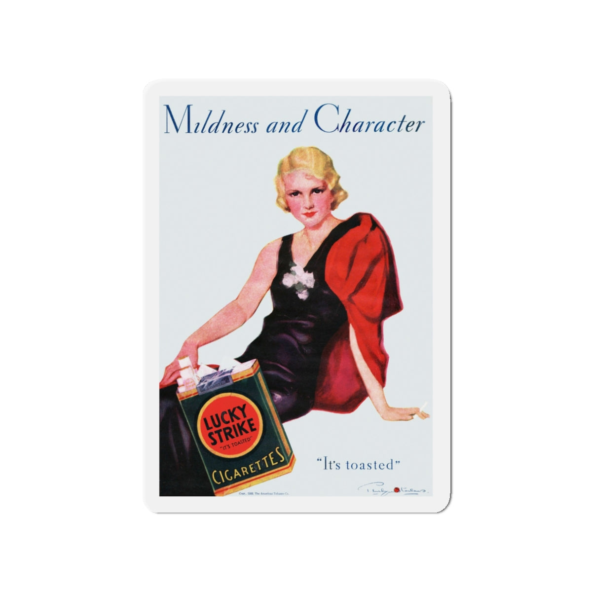 Mildness and Character, It's toasted, 1933 (Magazine Illustration) Refrigerator Magnet-3" x 3"-The Sticker Space