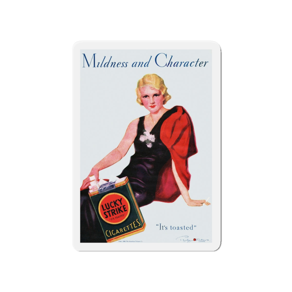 Mildness and Character, It's toasted, 1933 (Magazine Illustration) Refrigerator Magnet-4" x 4"-The Sticker Space