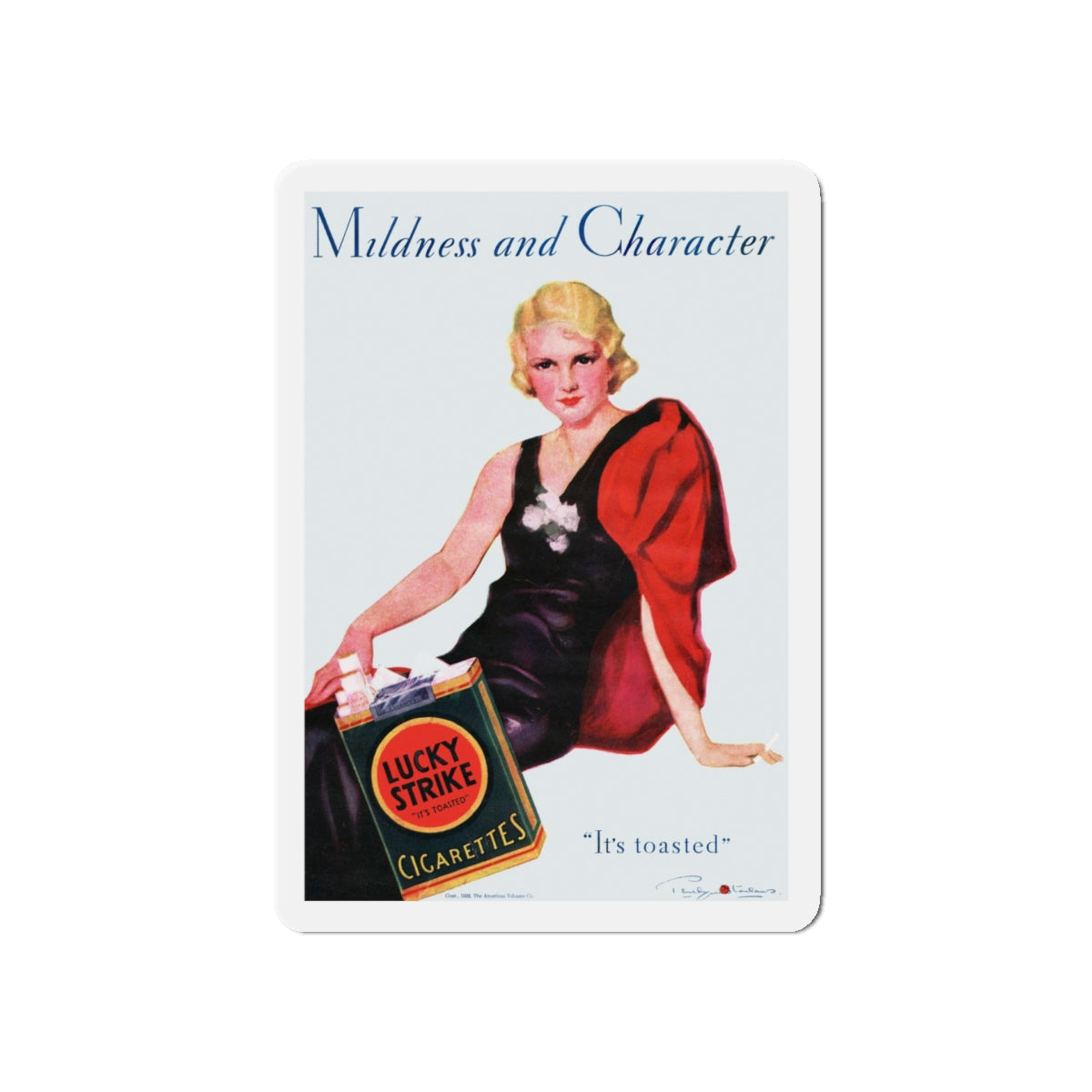 Mildness and Character, It's toasted, 1933 (Magazine Illustration) Refrigerator Magnet-5" x 5"-The Sticker Space