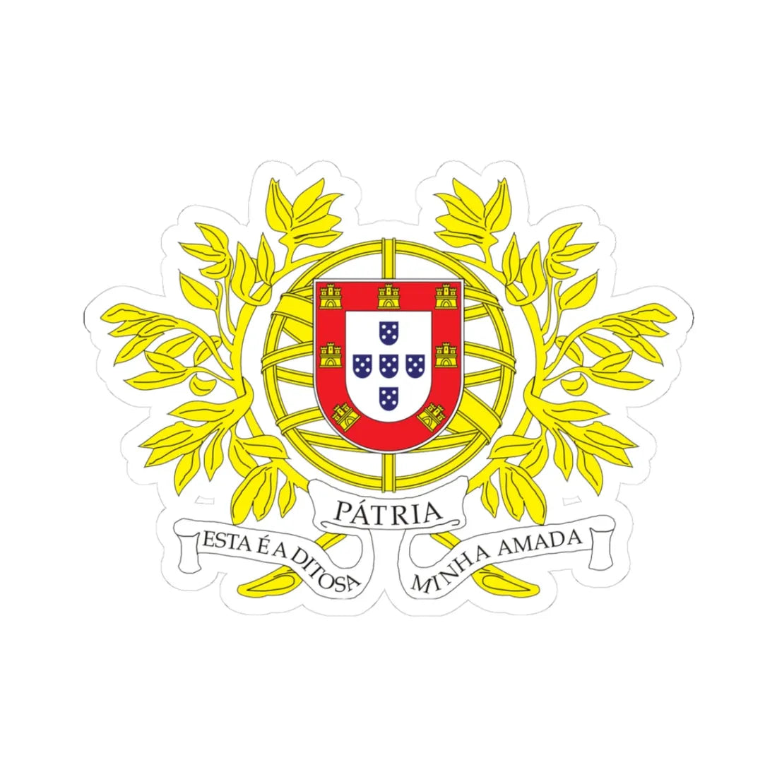 Military CoA of Portugal (Portugal) (Coat of Arms) STICKER Vinyl Kiss-Cut Decal 3 Inch White - The Sticker Space