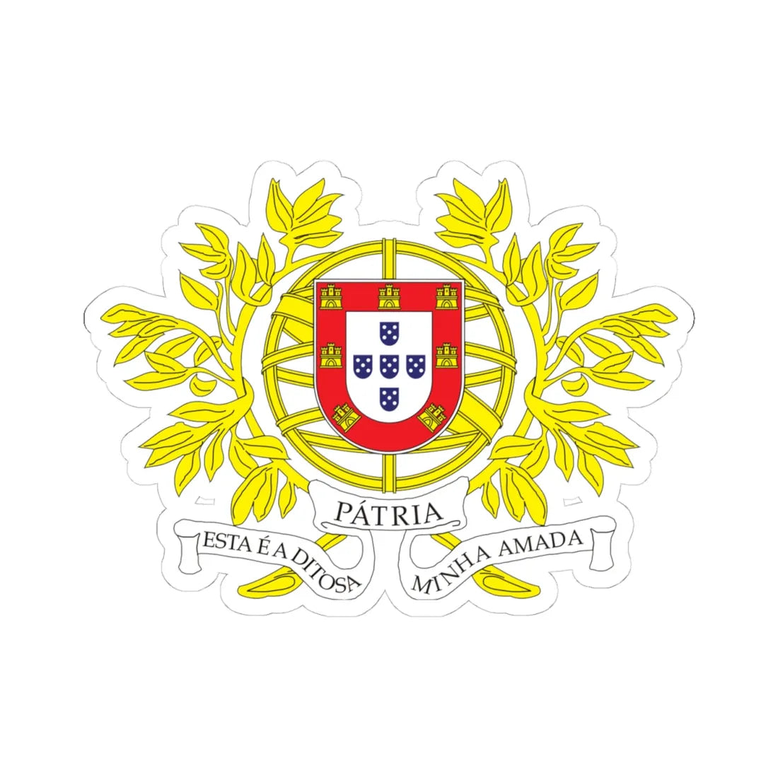 Military CoA of Portugal (Portugal) (Coat of Arms) STICKER Vinyl Kiss-Cut Decal 4 Inch White - The Sticker Space
