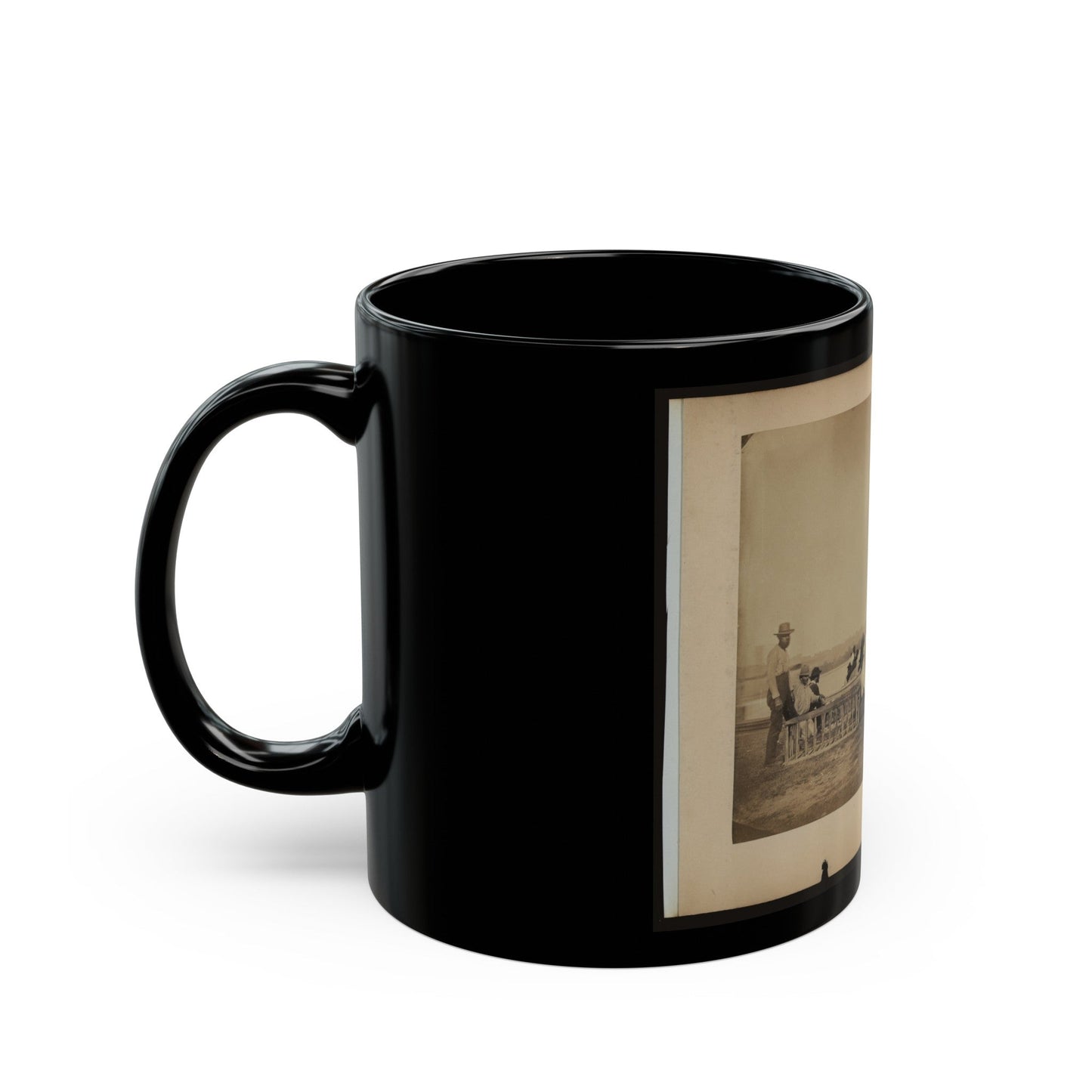 Military Construction In Northern Virginia Men Making Frames For Blanket Boats By The Potomac River (U.S. Civil War) Black Coffee Mug-The Sticker Space