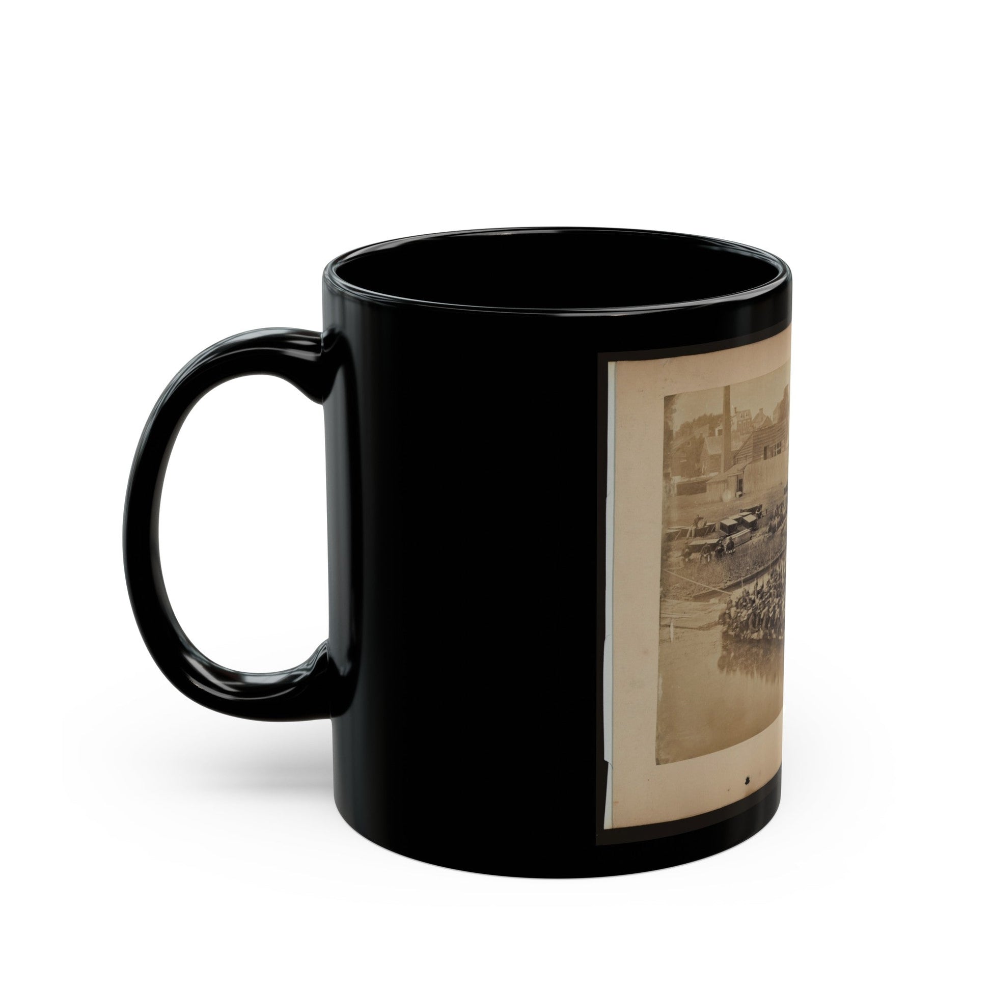 Military Construction In Northern Virginia Raft Of Blanket Boats Ferrying Soldiers Across The Potomac River 001 (U.S. Civil War) Black Coffee Mug-The Sticker Space