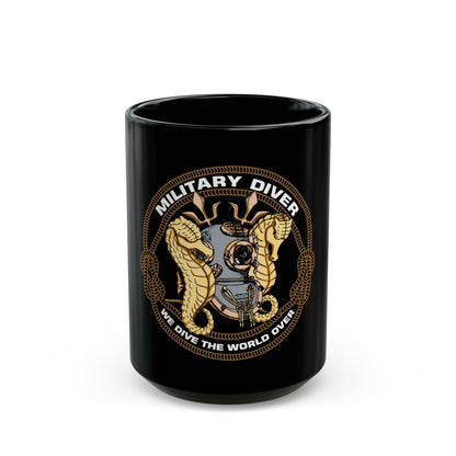 Military Diver (U.S. Navy) Black Coffee Mug-15oz-The Sticker Space