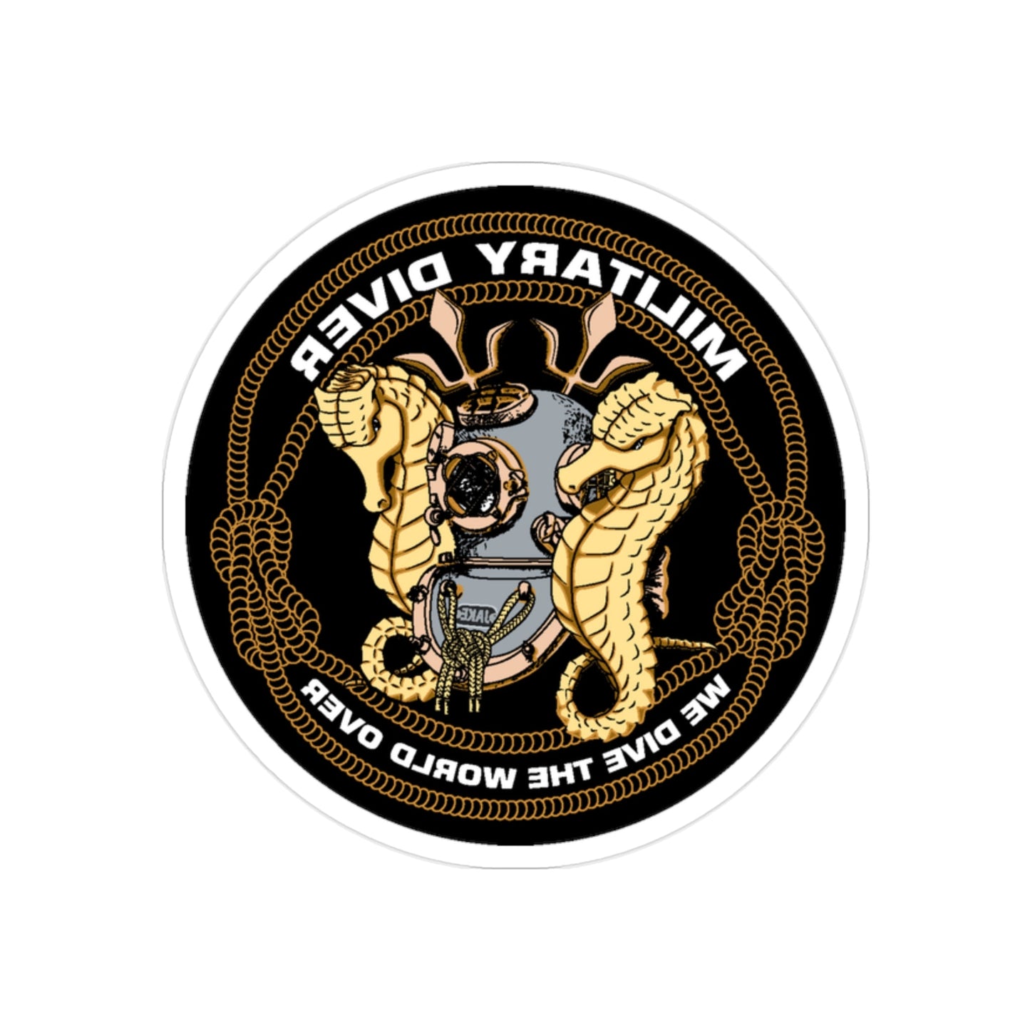 Military Diver (U.S. Navy) REVERSE PRINT Transparent STICKER-2" × 2"-The Sticker Space