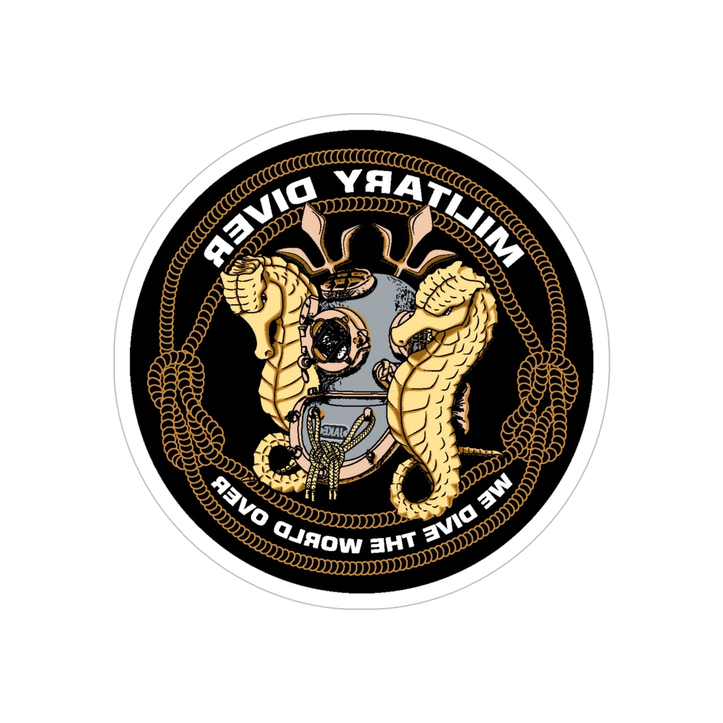 Military Diver (U.S. Navy) REVERSE PRINT Transparent STICKER-5" × 5"-The Sticker Space