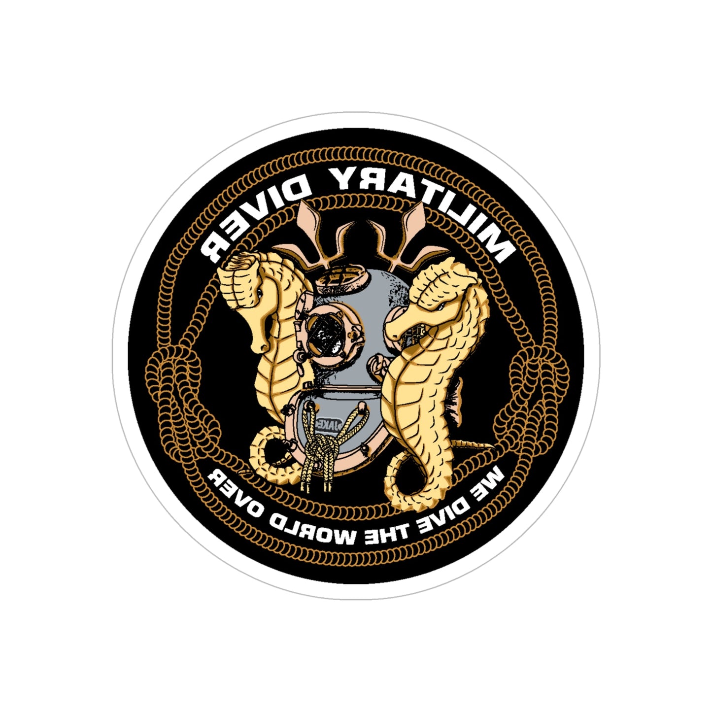 Military Diver (U.S. Navy) REVERSE PRINT Transparent STICKER-6 Inch-The Sticker Space