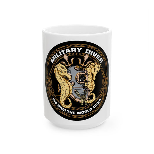 Military Diver (U.S. Navy) White Coffee Mug-15oz-The Sticker Space