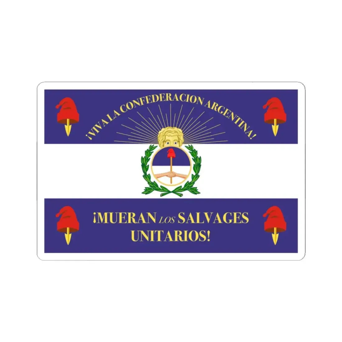 Military Flag of Argentine Confederation (Argentina) STICKER Vinyl Kiss-Cut Decal 2 Inch White - The Sticker Space