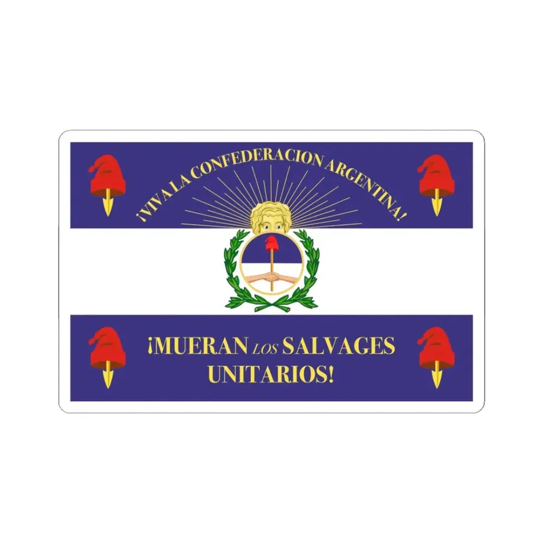 Military Flag of Argentine Confederation (Argentina) STICKER Vinyl Kiss-Cut Decal 3 Inch White - The Sticker Space
