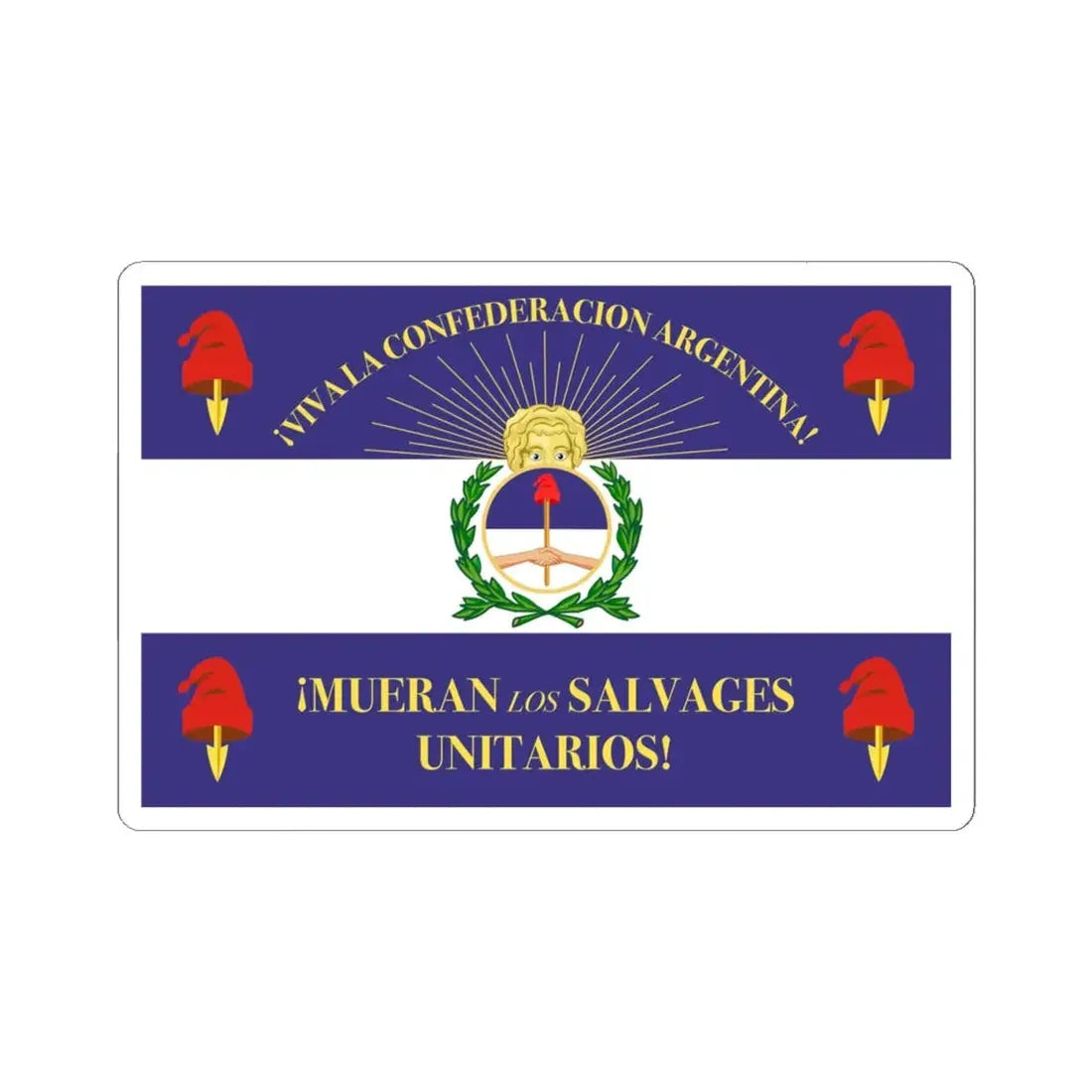 Military Flag of Argentine Confederation (Argentina) STICKER Vinyl Kiss-Cut Decal 4 Inch White - The Sticker Space