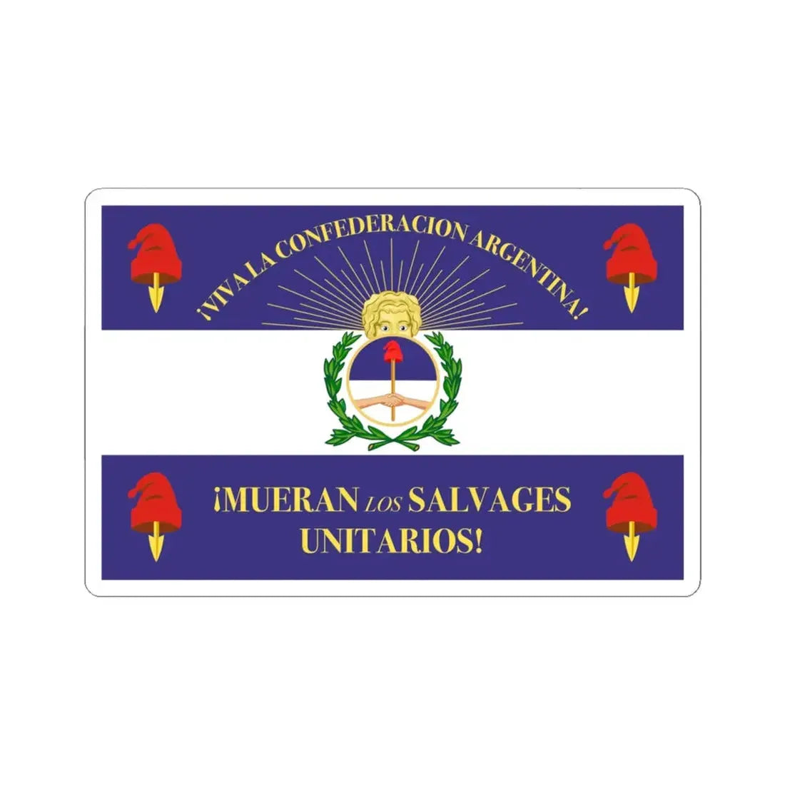 Military Flag of Argentine Confederation (Argentina) STICKER Vinyl Kiss-Cut Decal 6 Inch White - The Sticker Space