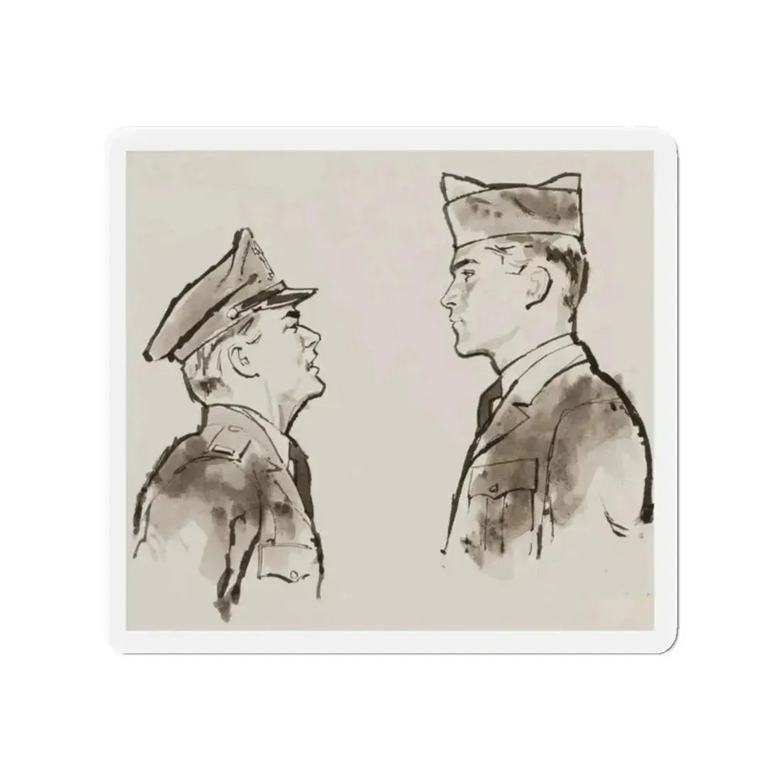 Military Men Magazine Illustration (Magazine Illustration) Refrigerator Magnet 2 Inch Die-Cut - The Sticker Space